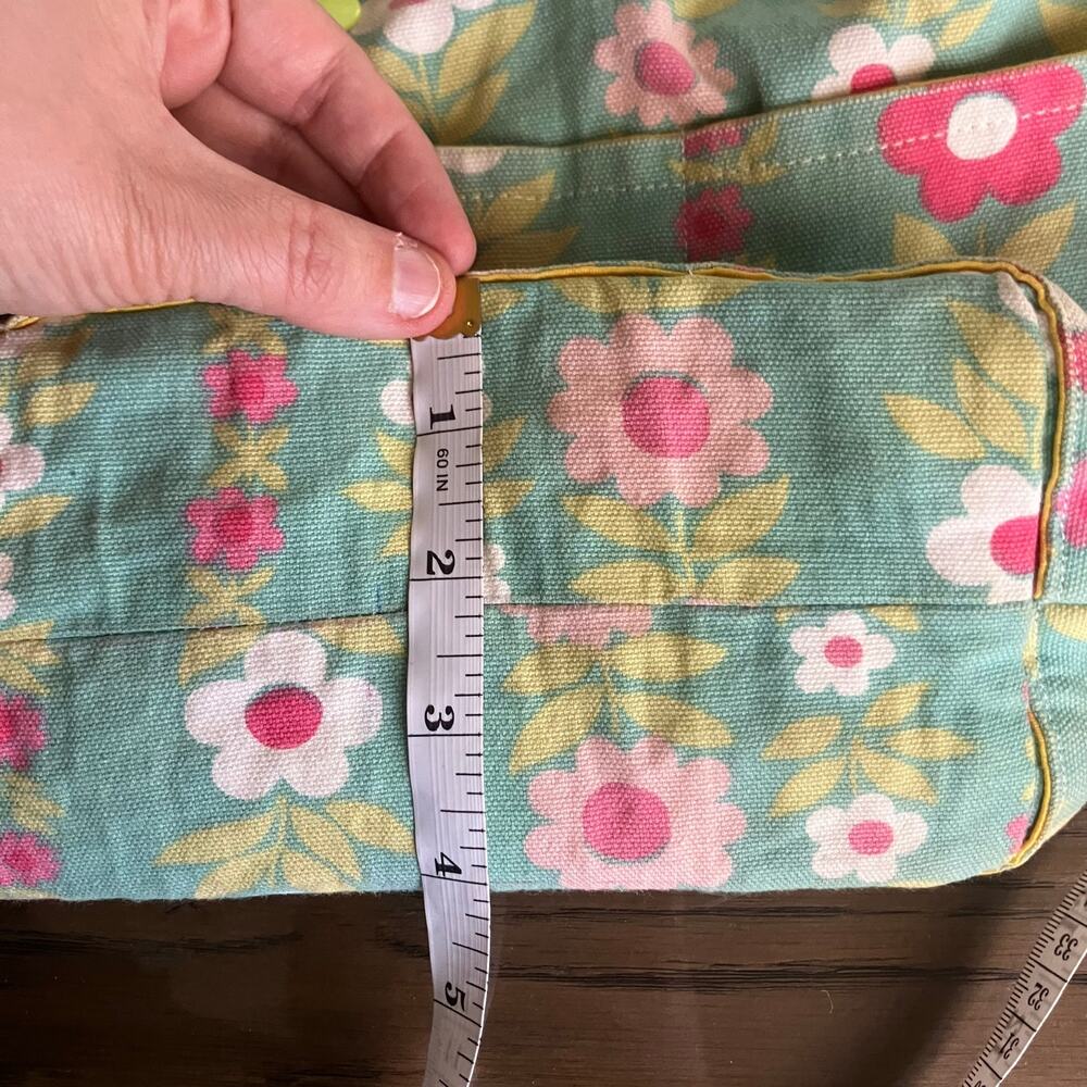 Handmade Floral Cottagecore Tote Bag Crossbody Purse Teal Pink Canvas Cute - Picture 12 of 16